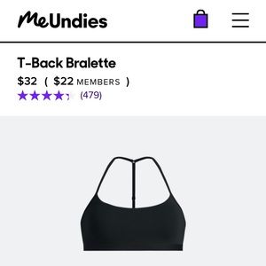 MeUndies T-Back Bralette Black Medium